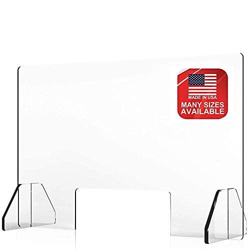 Size : 60×100cm Sneeze Guard Plexiglass Protective Shield for Counter Desk Freestanding Clear Acrylic Shield with Transaction Window 